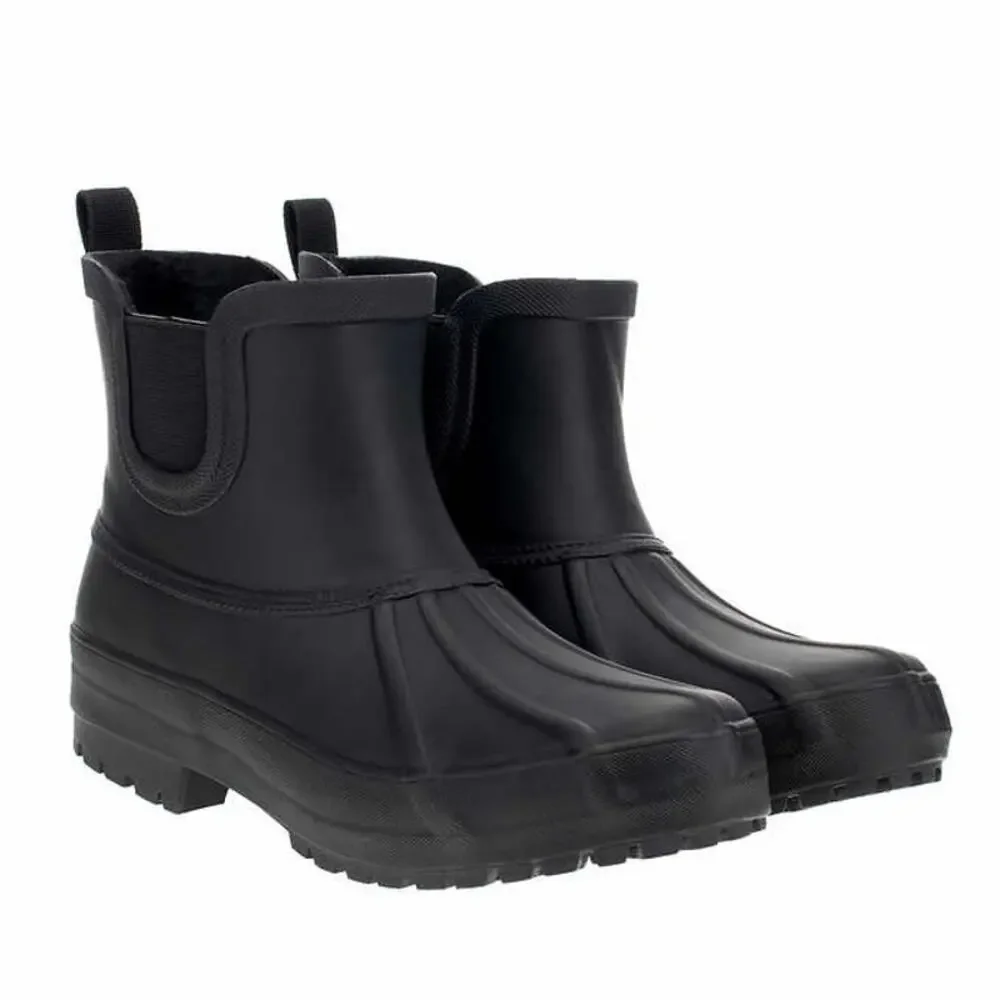 Chooka Winter Waterproof Rubber Plush Chelsea Rain Boots Black Lined size 6 or 7